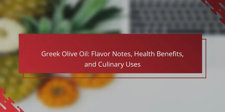 Greek Olive Oil: Flavor Notes, Health Benefits, and Culinary Uses
