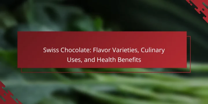 Swiss Chocolate: Flavor Varieties, Culinary Uses, and Health Benefits