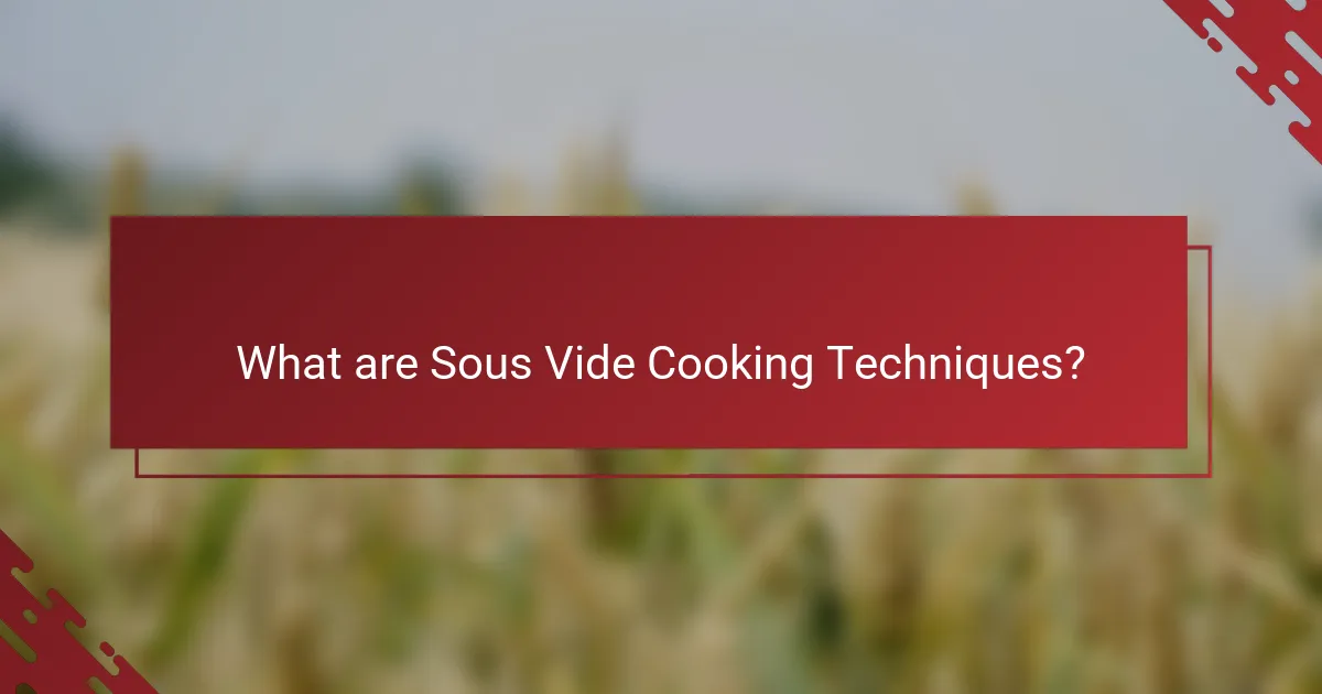 What are Sous Vide Cooking Techniques?