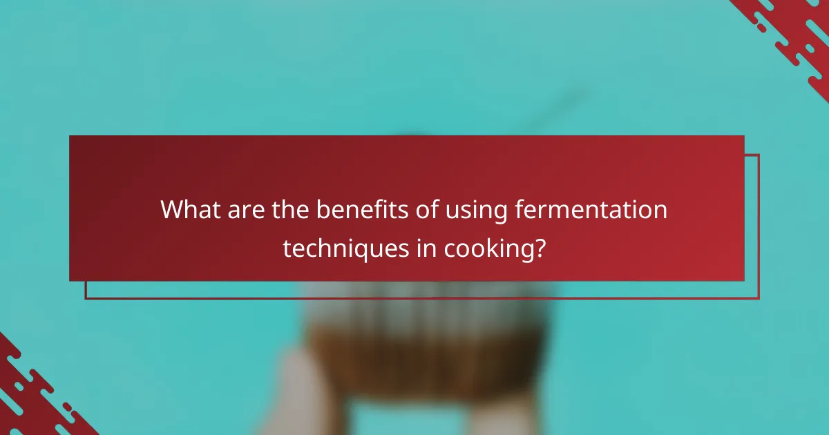 What are the benefits of using fermentation techniques in cooking?