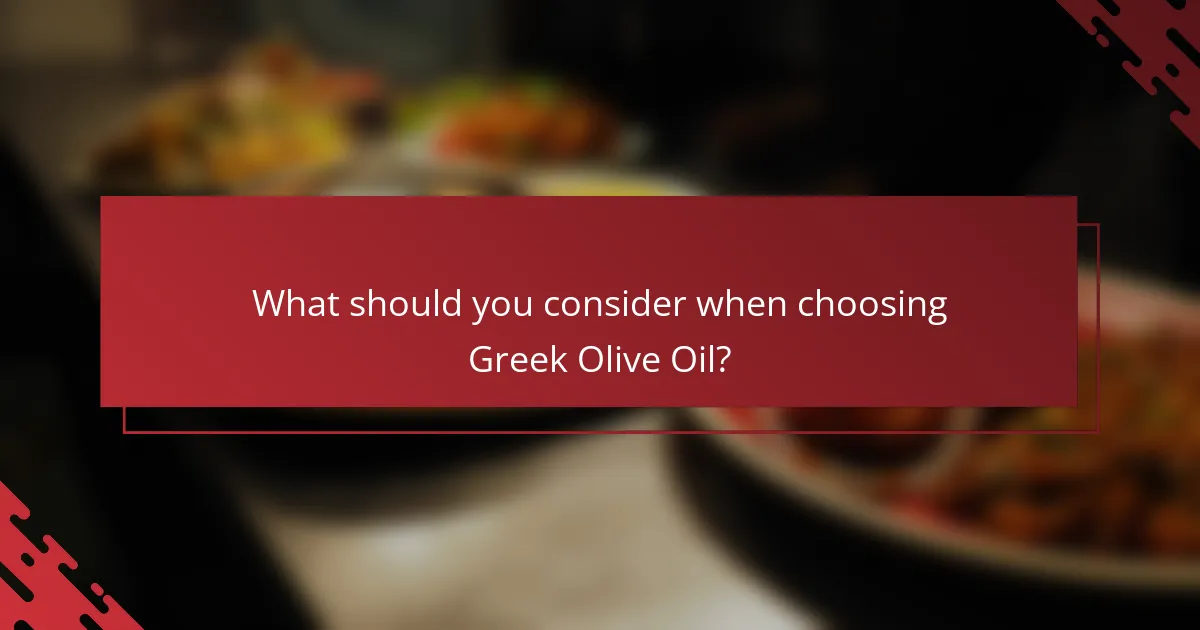 What should you consider when choosing Greek Olive Oil?
